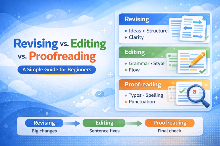 Revising vs Editing vs Proofreading